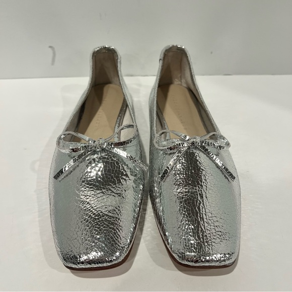 Freda Salvador Jada Square Toe metallic Silver Leather Shoes Ballet Flat Size 9 - Picture 9 of 16